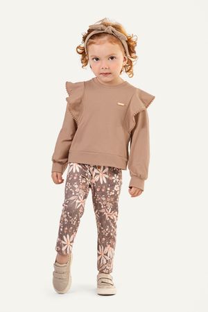 Conjunto Infantil Menina Babados Colorittá Marrom
