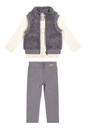 Conjunto Infantil Menina Com Colete Peluciado Colorittá Bege