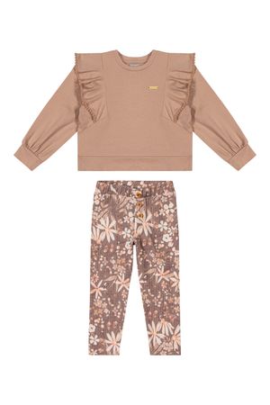 Conjunto Infantil Menina Babados Colorittá Marrom