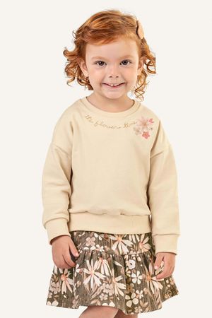 Conjunto Infantil Menina Com Saia Floral Colorittá Bege