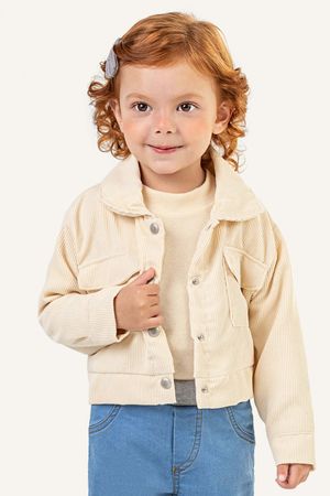 Jaqueta Infantil Menina Cotelê Colorittá Bege