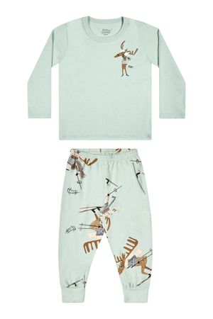 Pijama Infantil Menino Brilha no Escuro Alces Elian Verde