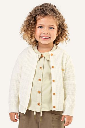 Cardigan Infantil Menina Tricot Botões Colorittá Bege