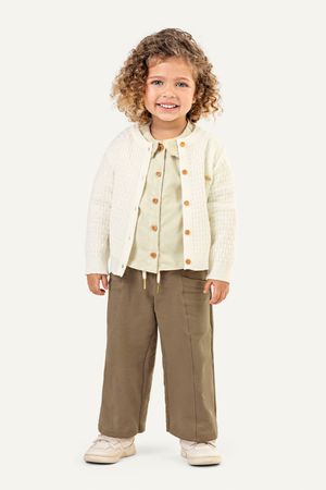 Cardigan Infantil Menina Tricot Botões Colorittá Bege