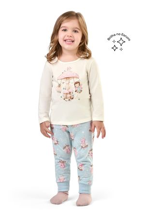 Pijama Infantil Menina Fadas Brilha no Escuro Elian Bege