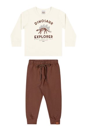 Conjunto Longo Infantil Menino Dinossauro Elian Bege