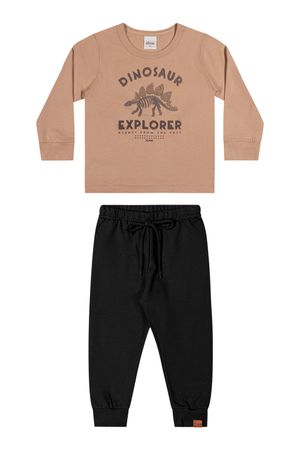 Conjunto Longo Infantil Menino Dinossauro Elian Marrom