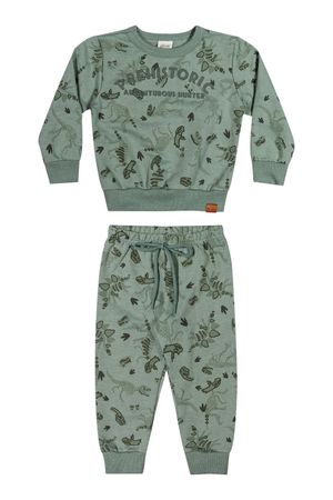 Conjunto Infantil Menino Moletom Dinossauros Elian Verde