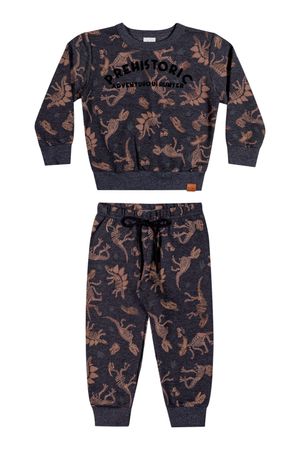 Conjunto Infantil Menino Moletom Dinossauros Elian Preto