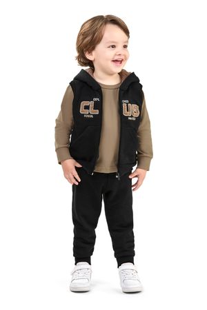Conjunto Infantil Menino com Colete Moletom Elian Marrom