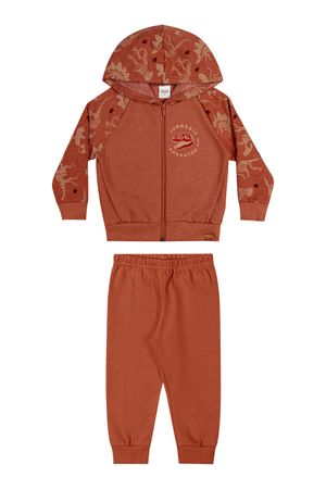 Conjunto Longo Infantil Menino Moletom Dino Elian Marrom
