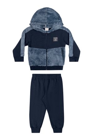 Conjunto Infantil Menino Jaqueta Peluciada e Calça Elian Azul