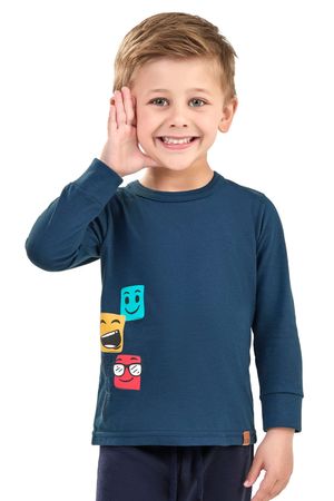 Camiseta Infantil Menino Meia Malha Elian Azul