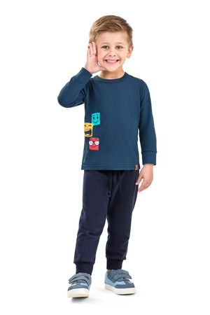 Camiseta Infantil Menino Meia Malha Elian Azul