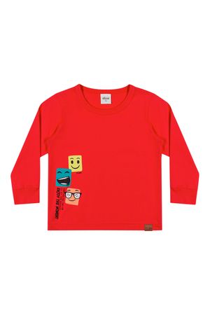 Camiseta Infantil Menino Meia Malha Elian Vermelho