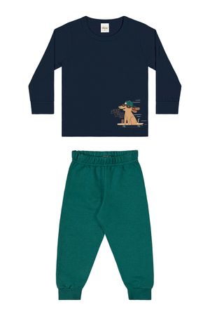 Conjunto Infantil Menino Camiseta Estampada Elian Azul