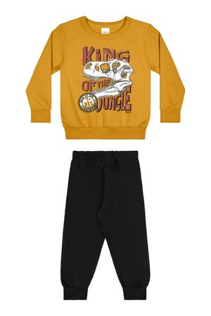 Conjunto Infantil Menino Blusão e Calça Moletom Elian Amarelo
