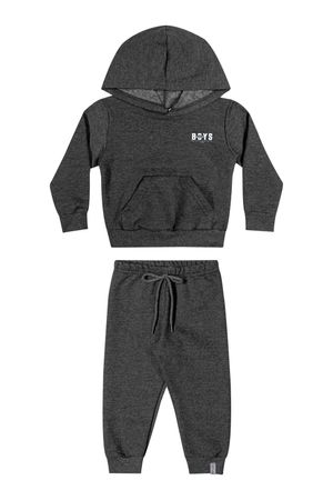 Conjunto Infantil Menino Moletom Com Capuz Elian Cinza