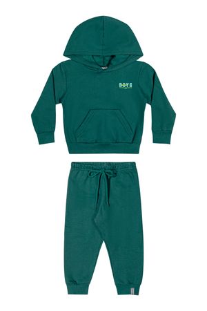 Conjunto Infantil Menino Moletom Com Capuz Elian Verde