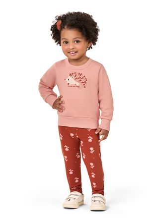 Conjunto Longo Infantil Menina Moletom Estampado Elian Rosa