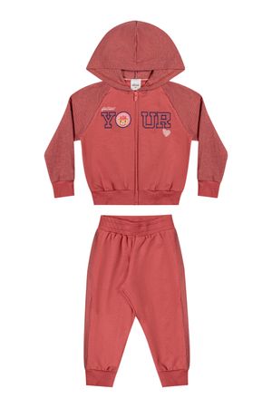 Conjunto Infantil Menina Longo Com Capuz Elian Laranja
