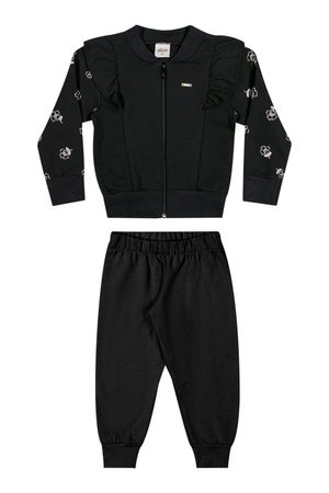 Conjunto Infantil Menina Com Babados Elian Preto