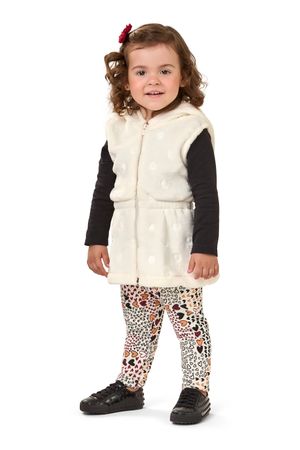 Conjunto Infantil Menina Com Colete Peluciado Elian Preto