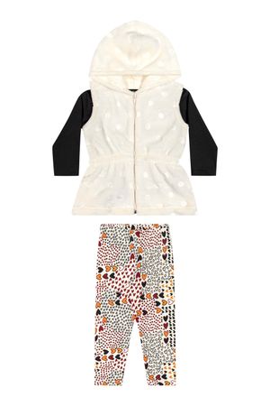 Conjunto Infantil Menina Com Colete Peluciado Elian Preto