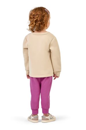 Conjunto Infantil Menina Blusão Estampado e Calça Elian Bege