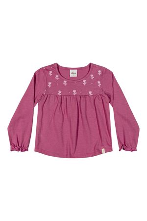 Blusa Infantil Menina Manga Longa Flores Elian Rosa