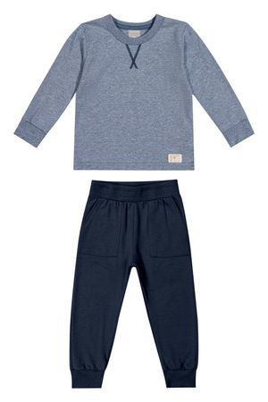 Conjunto Longo Infantil Menino Camiseta e Calça Colorittá Azul