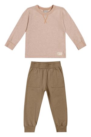 Conjunto Longo Infantil Menino Camiseta e Calça Colorittá Marrom