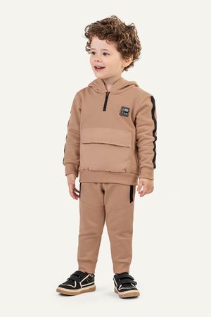 Conjunto Infantil Menino Blusão Com Zíper Colorittá Marrom