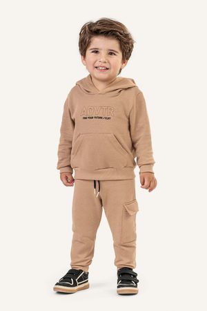 Conjunto Infantil Menino Moletom Com Bolso Colorittá Marrom