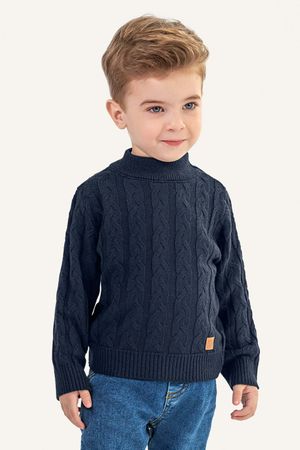Suéter Infantil Menino Tricô Trançado Colorittá Azul