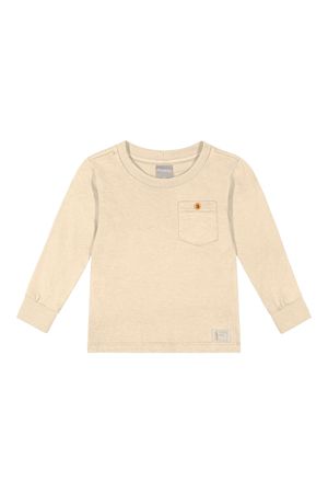 Camiseta Manga Longa Infantil Menino Lisa Colorittá Bege