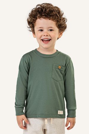 Camiseta Manga Longa Infantil Menino Lisa Colorittá Verde