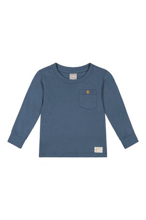 Camiseta Manga Longa Infantil Menino Lisa Colorittá Azul