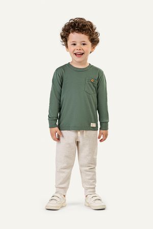 Camiseta Manga Longa Infantil Menino Lisa Colorittá Verde