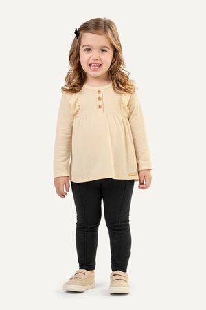 Conjunto Infantil Menina Com Blusa Texturizada Colorittá Bege
