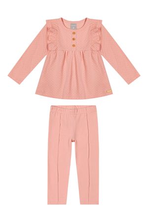 Conjunto Infantil Menina Com Blusa Texturizada Colorittá Rosa