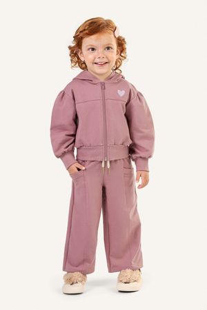 Conjunto Infantil Menina Jaqueta e Calça Pantalona Colorittá Rosa