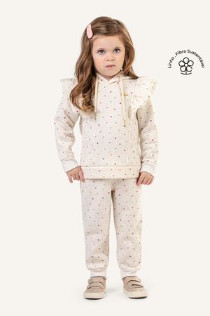 Conjunto Infantil Menina Corações Colorittá Bege