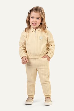 Conjunto Infantil Menina Malha Tricô Colorittá Bege
