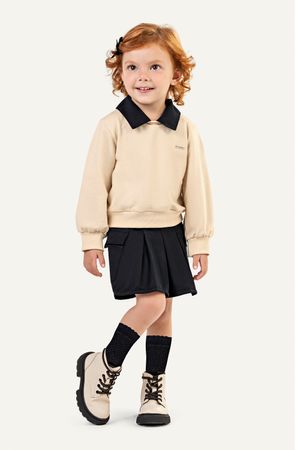 Conjunto Longo Infantil Menina Manga Bufante Colorittá Bege