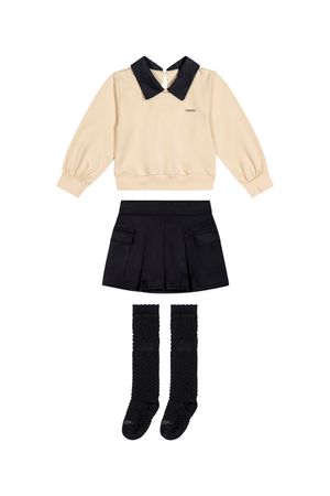 Conjunto Longo Infantil Menina Manga Bufante Colorittá Bege