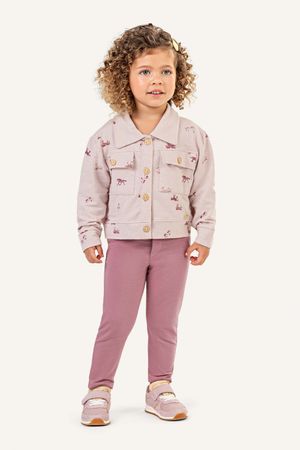 Conjunto Infantil Menina Jaqueta Cavalinhos Colorittá Rosa