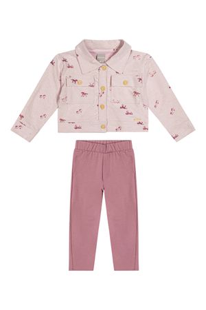 Conjunto Infantil Menina Jaqueta Cavalinhos Colorittá Rosa