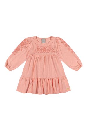 Vestido Infantil Menina Floral Texturizado Colorittá Rosa