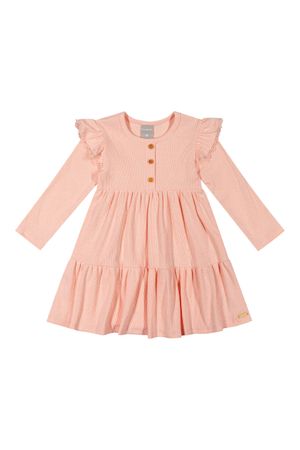 Vestido Infantil Menina Canelado Com Babados Colorittá Rosa